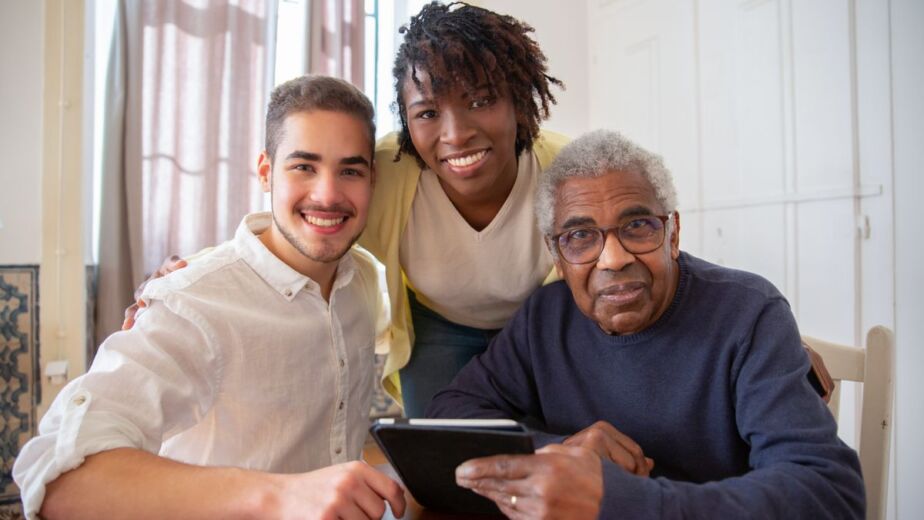 Family reviewing savings together at home