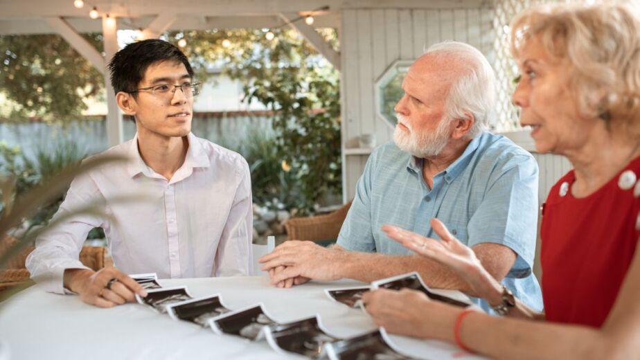 Senior couple reviewing documents together